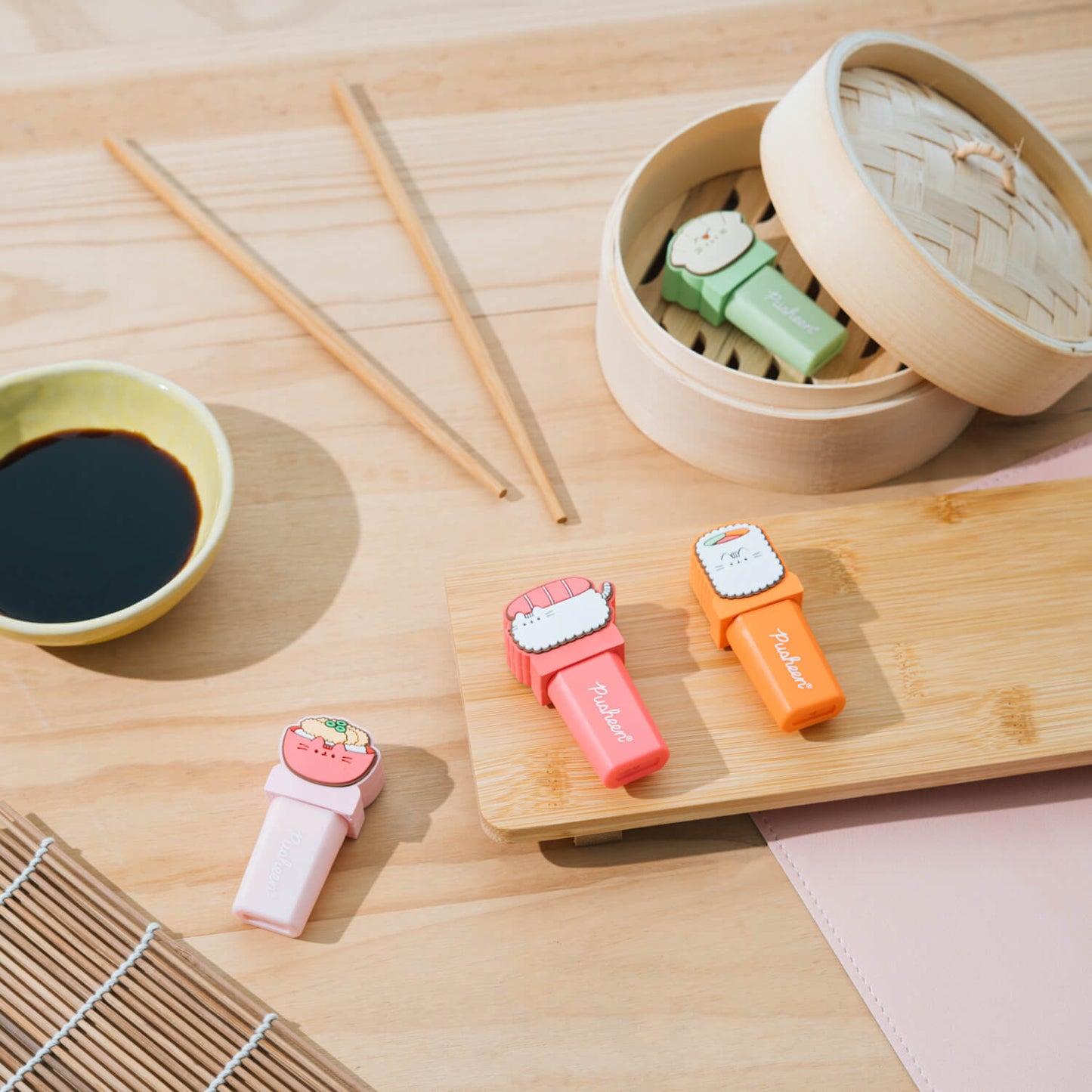 Set De Subrayadores Pusheen Sushi Roll