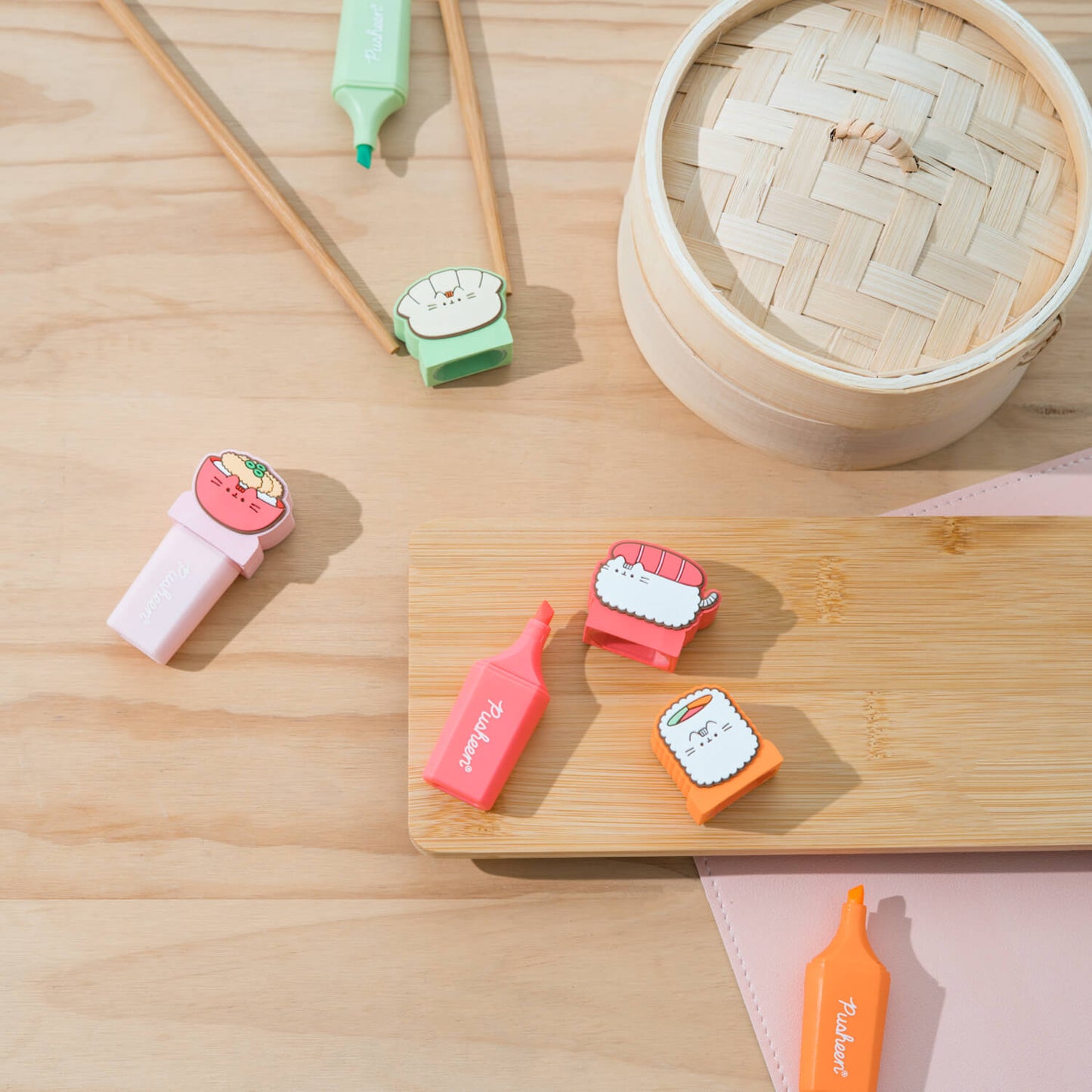 Set De Subrayadores Pusheen Sushi Roll