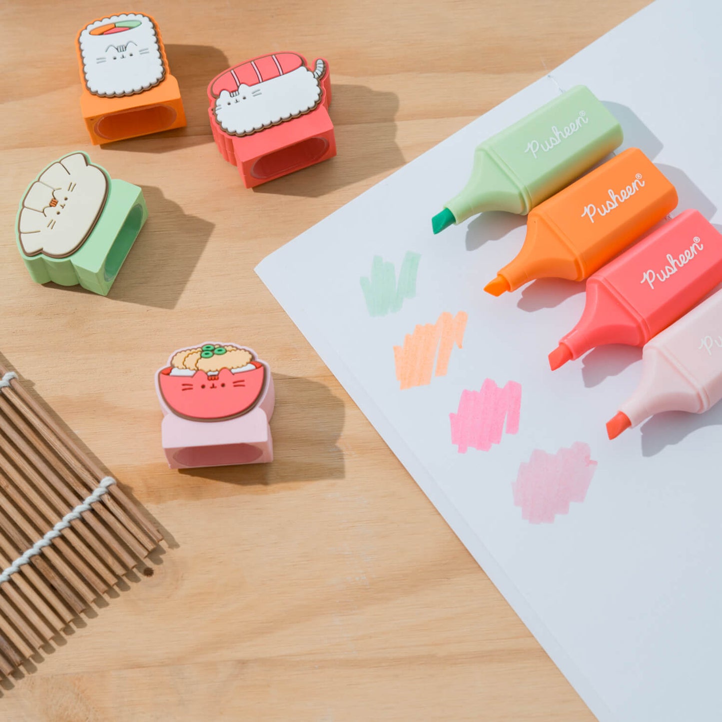 Set De Subrayadores Pusheen Sushi Roll