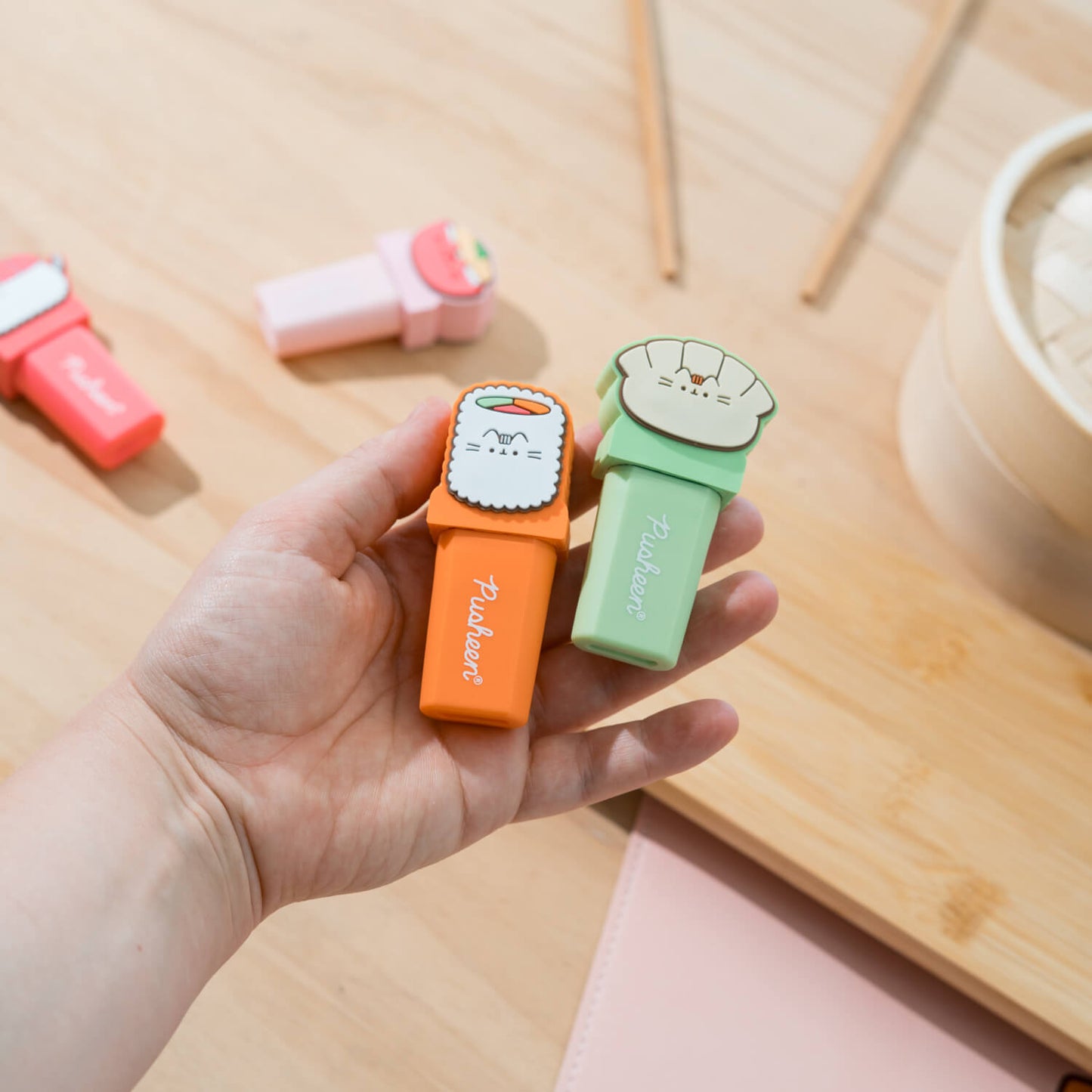Set De Subrayadores Pusheen Sushi Roll